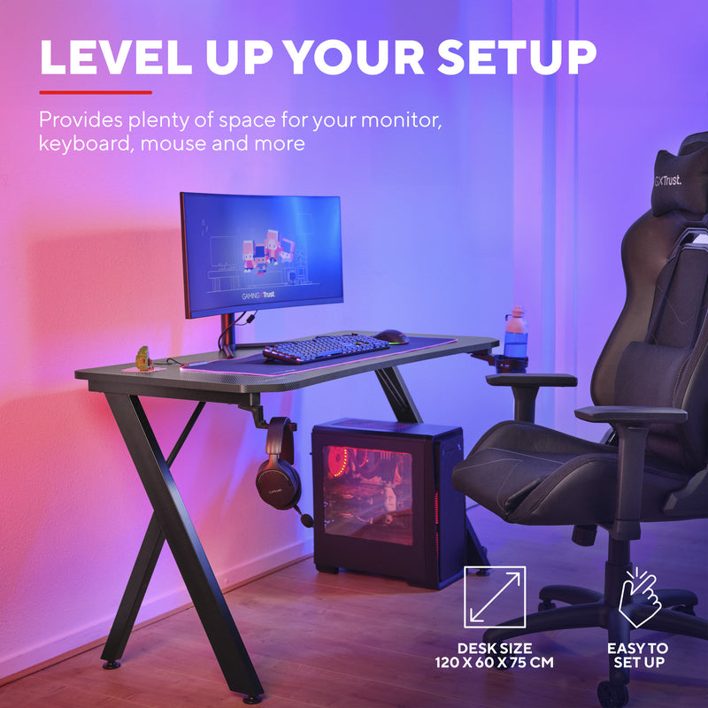 Load image into Gallery viewer, Trust gxt 712 dynamus gamingtafel gaming desk (zwart)