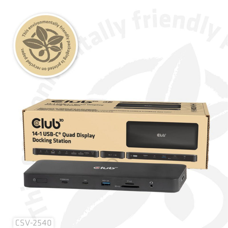 Laden Sie das Bild in Galerie -Viewer, Club 3d 14-1 usb-c quad display dockingstation (zwart)