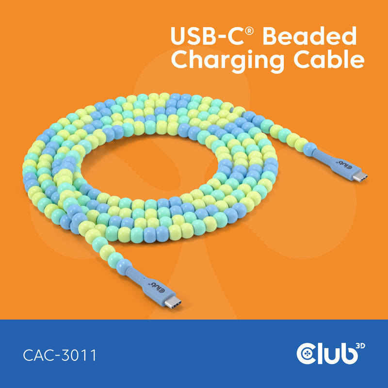 Afbeelding laden in galerijviewer, Club 3d usb-c beaded cable blue, 2 meter kabel (blauw)