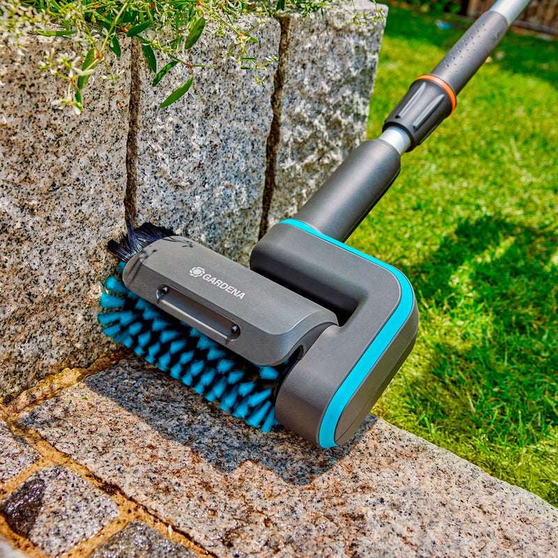 Load image into Gallery viewer, Gardena aquabrush medium rolborstel, voor accu-multireinigers wasborstel (grijs turquoise, 14849-20)