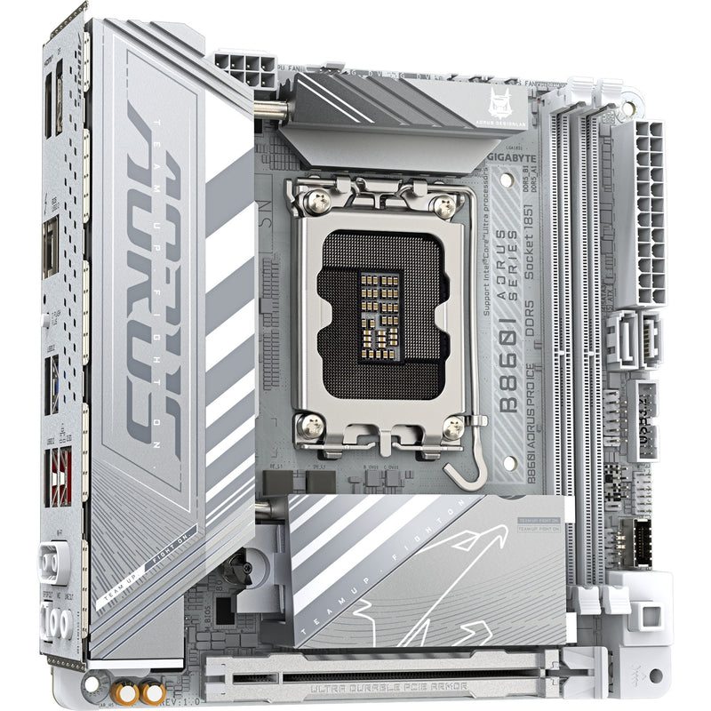 Load image into Gallery viewer, Gigabyte b860i aorus pro ice socket 1851 moederbord (zilver, raid, 2.5gb-lan, wi-fi 7, bt, sound, mini-itx)