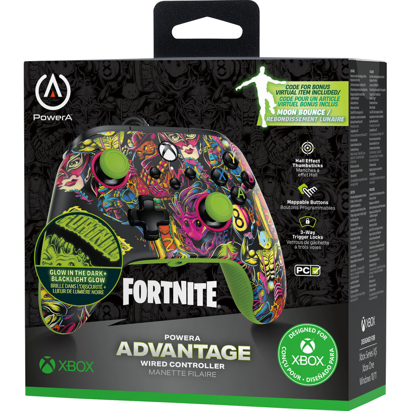 Afbeelding laden in galerijviewer, Powera advantage controller met kabel voor de xbox series x|s - fortnite: glow (neongroen, xbox series x|s, xbox one, pc)