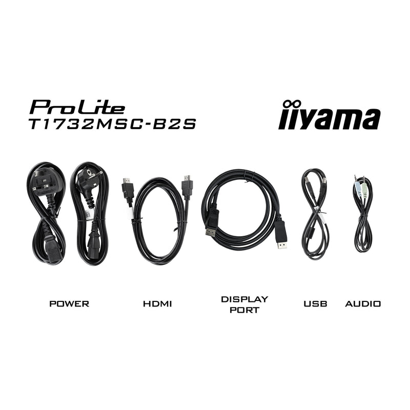Laden Sie das Bild in Galerie -Viewer, Iiyama prolite t1732msc-b2s 17 touchscreen monitor (zwart, vga, hdmi, displayport, audio, touchscreen)