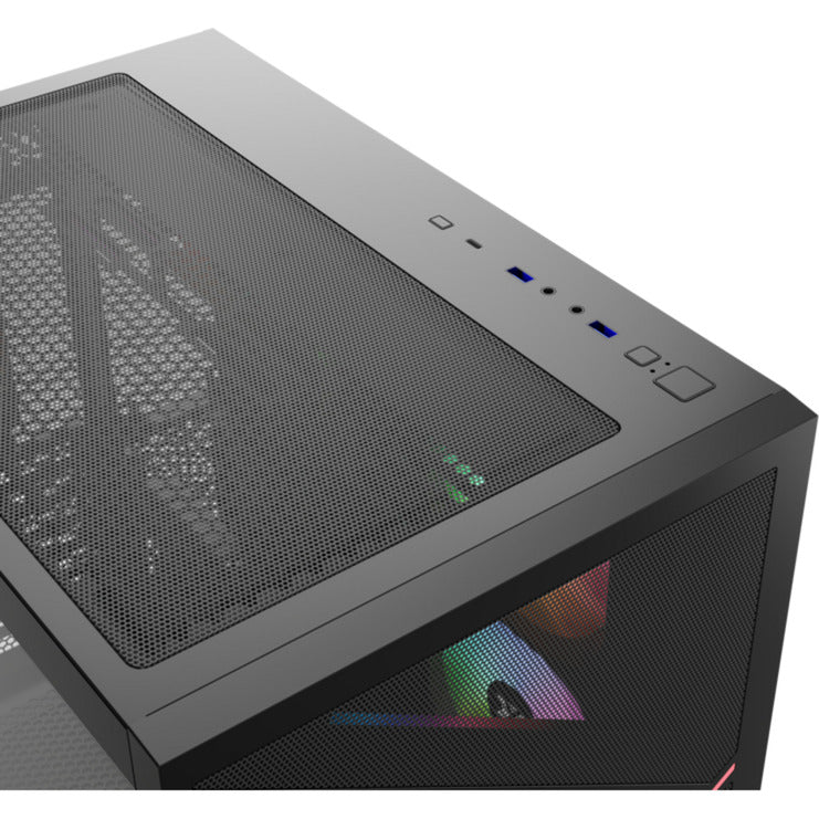 Laden Sie das Bild in Galerie -Viewer, Xyz pc gear qubex midi tower behuizing (zwart | 2x usb-a | 1x usb-c | tempered glass)