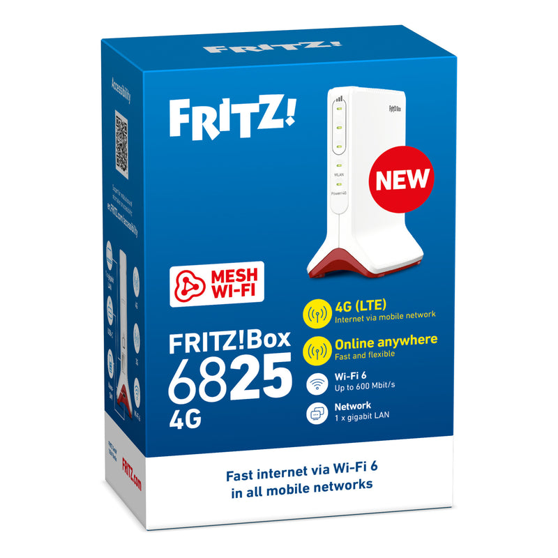 Load image into Gallery viewer, Fritz! box 6825 4g edition international wlan lte router (wit rood, mesh wi-fi, 4g 3g)