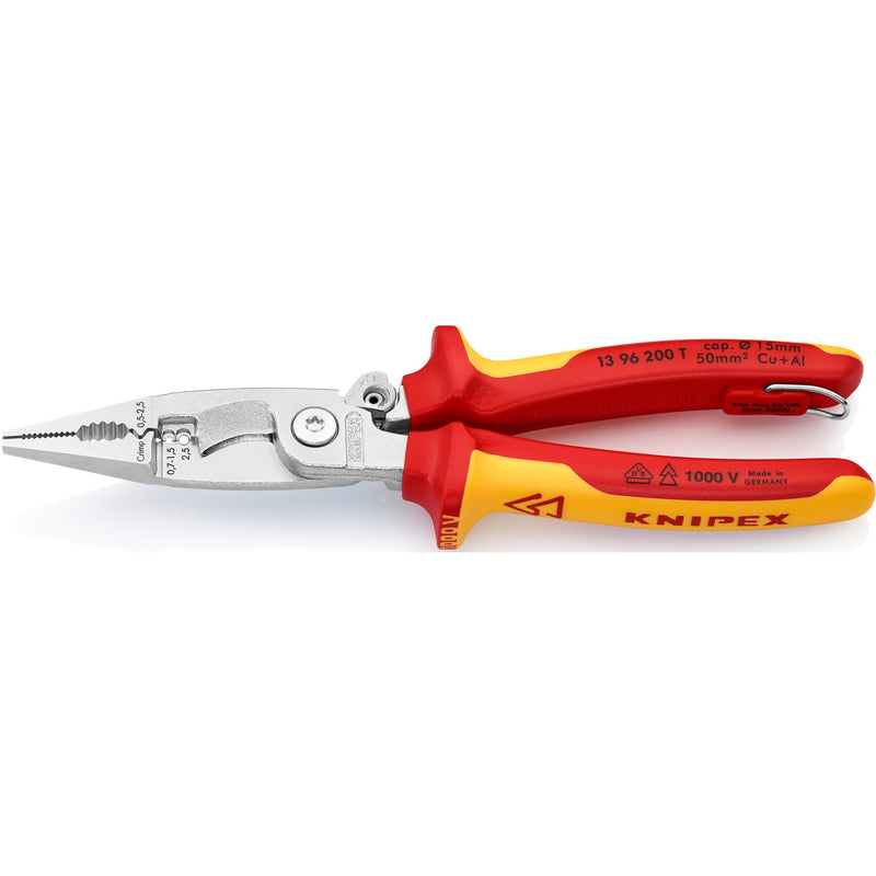 Load image into Gallery viewer, Knipex elektro installatietang 13 96 200 t (rood geel)