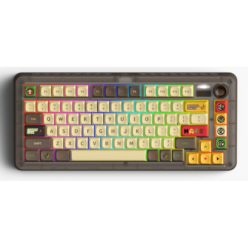 Laden Sie das Bild in Galerie -Viewer, Iqunix zx75 happy ape wireless mechanical keyboard (bruin, us lay-out (qwerty), ttc holy panda, 75%, rgb leds, hot-swappable, double-shot pbt, 2.4ghz | bluetooth 5.1 | usb-c)