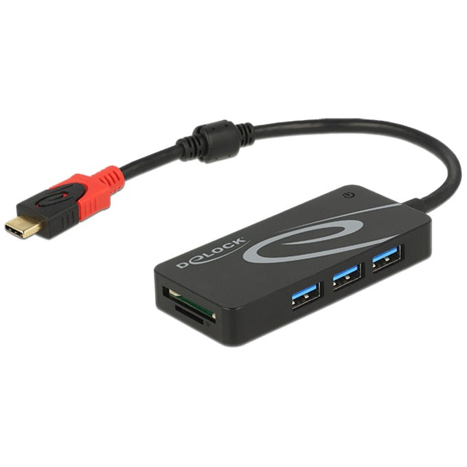 Load image into Gallery viewer, Delock externe usb 3.1 gen 1 hub usb type-c > 3x usb type-a + 2 slot sd kaartlezer usb-hub (zwart)