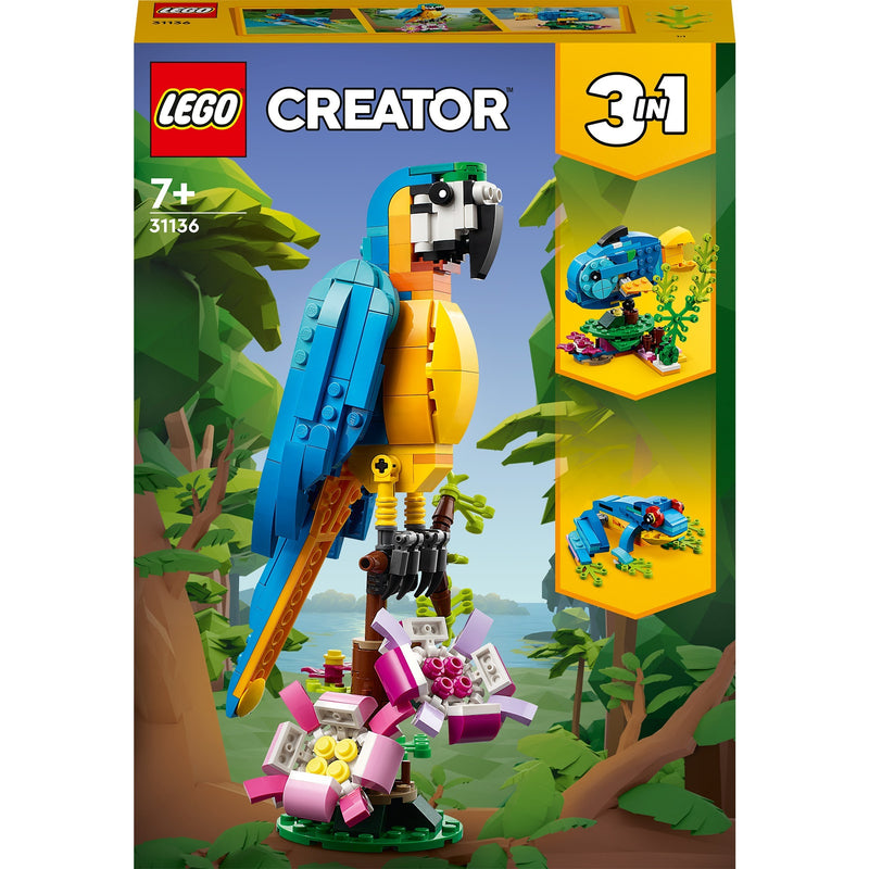 Afbeelding laden in galerijviewer, Lego creator 3in1 exotische papegaai - kikker - vis dieren speelgoed set voor kinderen - 31136