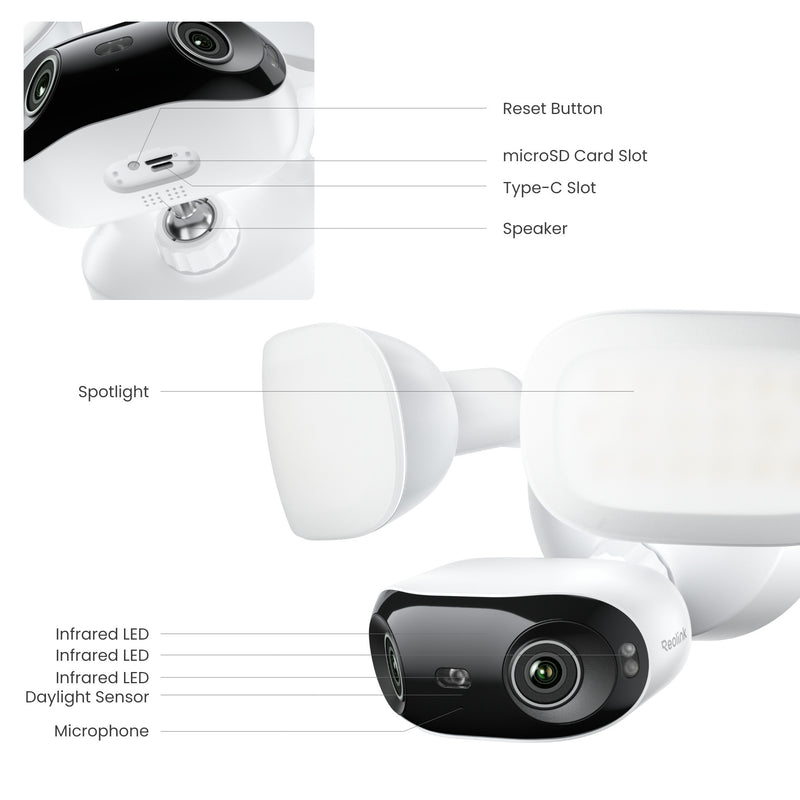 Cargue la imagen en el visor de la galería, Reolink f751w elite floodlight wifi beveiligingscamera (wit, uhd 4k, wifi)