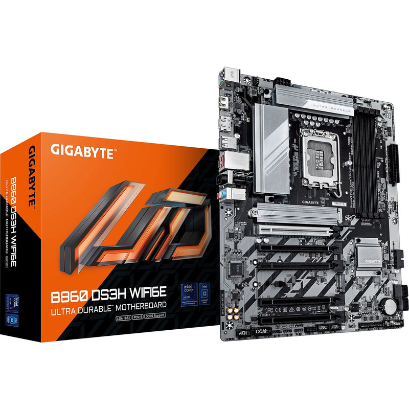 Chargez l'image dans la visionneuse de la galerie, Gigabyte b860 ds3h wifi6e socket 1851 moederbord (zilver zwart, raid, 2.5gb-lan, wi-fi 6e, bt, sound, atx)