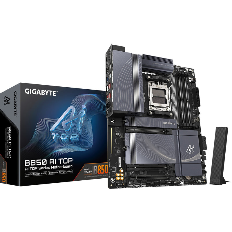 Load image into Gallery viewer, Gigabyte b850 ai top socket am5 moederbord (zwart grijs, raid, 2x 10 gb-lan, wi-fi 7, bt, sound, atx)
