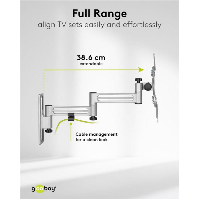 Load image into Gallery viewer, Goobay tv wall mount caravan fullmotion (m), 13 to 43 inch wandmontage (zilver)