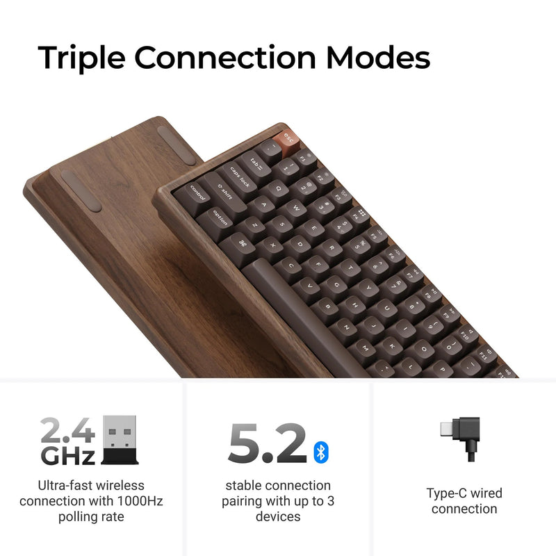 Load image into Gallery viewer, Keychron k2he all-wood special edition mechanisch toetsenbord (houtkleur, us lay-out (qwerty), gateron double-rail magnetic nebula, 75%, gateron double-rail magnetic, osa pbt double-shot, hot swap, bluetooth 5.2 | usb-c)