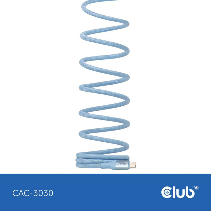 Afbeelding laden in galerijviewer, Club 3d usb-c magnetic-coil 240w pd3.1 blue cable, 2 meter kabel (blauw)