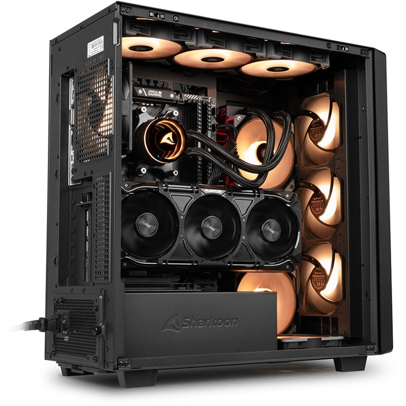Load image into Gallery viewer, Sharkoon rebel c70g rgb midi tower behuizing (zwart | 2x usb-a | 1x usb-c | rgb | tempered glass)