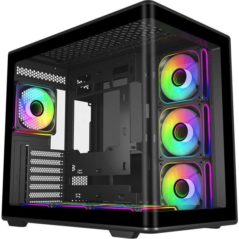 Afbeelding laden in galerijviewer, Cooler master elite 600 midi tower behuizing (zwart | 2x usb-a | 1x usb-c | tempered glass)