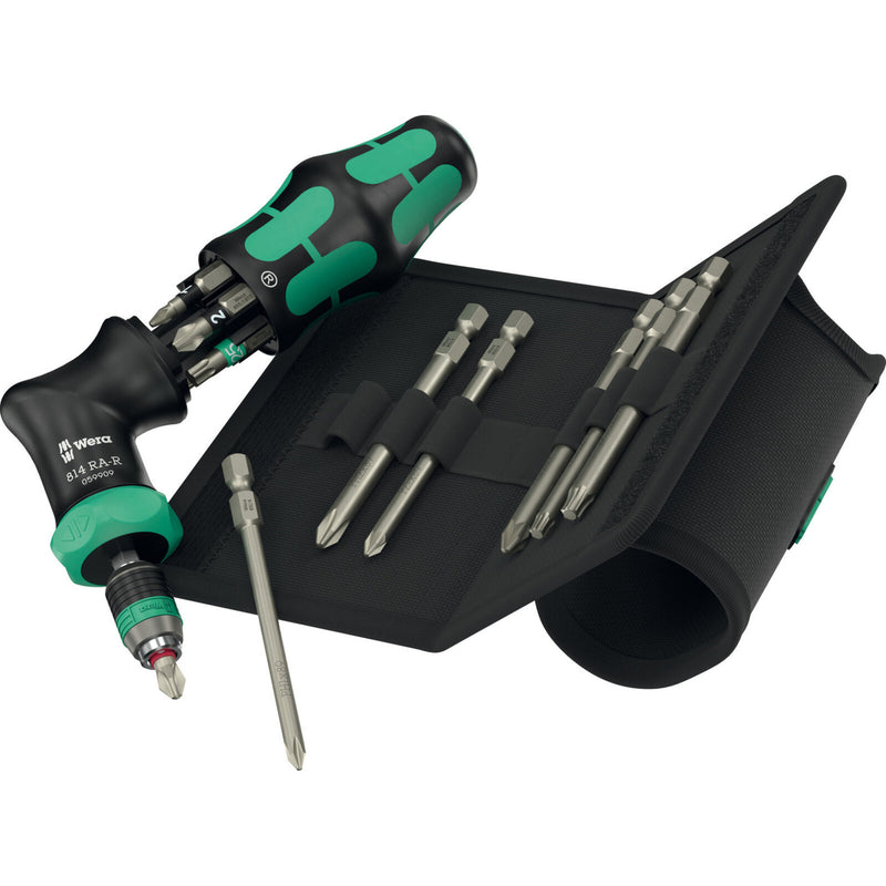 Load image into Gallery viewer, Wera kraftform kompakt pistol ra -r 2, 13‑delig bitset (zwart groen)