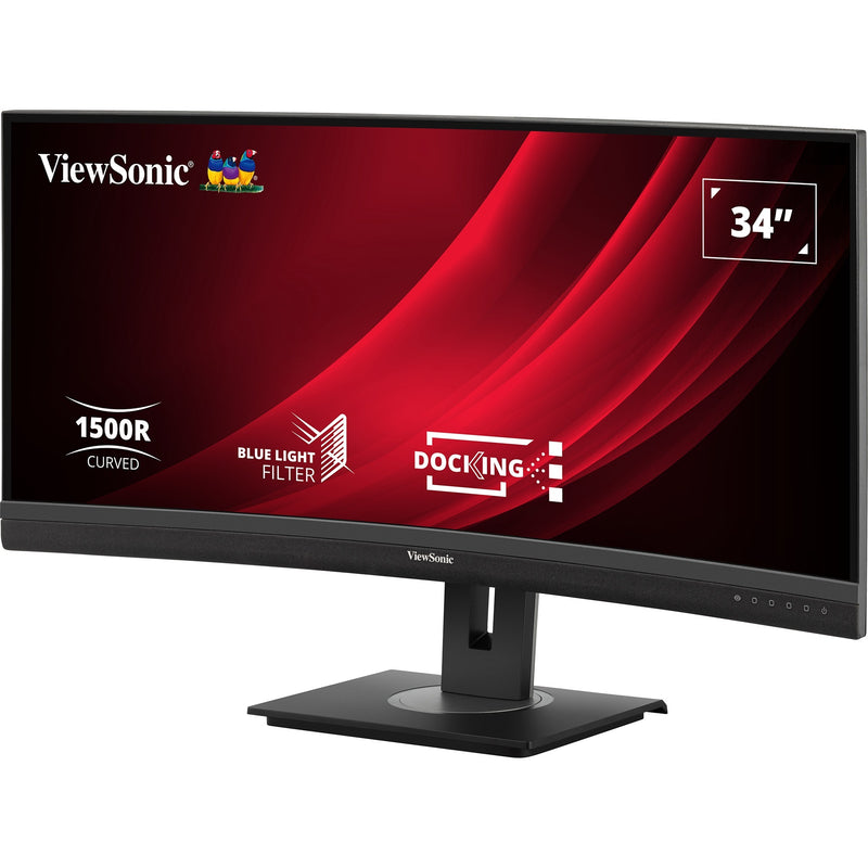 Chargez l'image dans la visionneuse de la galerie, Viewsonic uwqhd curved docking monitor vg3456c 34 ultrawide (zwart (mat), 2x hdmi, 1x displayport, usb-a, usb-b, usb-c, lan, audio)