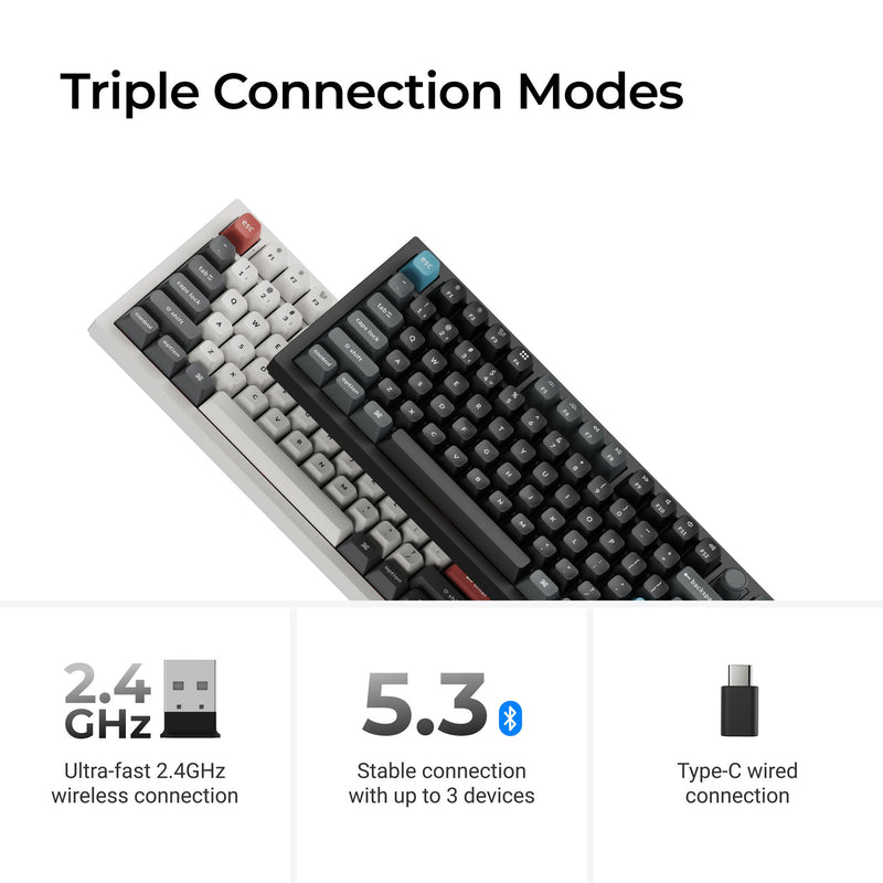 Load image into Gallery viewer, Keychron q3 ultra-m3 8k wireless custom mechanical keyboard (zwart, us lay-out (qwerty), silk pom brown, 80% (tkl) , rgb, hot swap, 8k, 2.4 ghz | bluetooth 5.2 | usb-c)