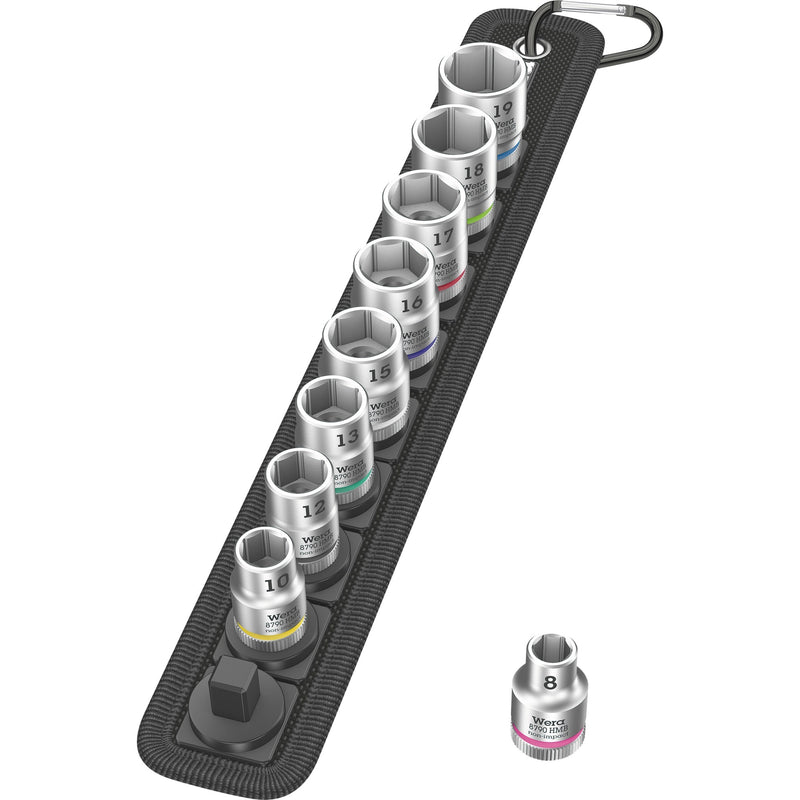 Load image into Gallery viewer, Wera belt b 4 zyklop doppen set dopsleutel (zwart zilver, 9-delig, met 3 8 -aandrijving)