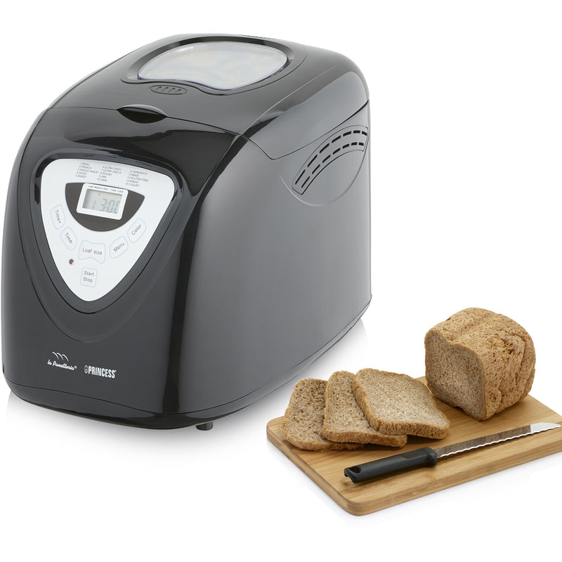 Load image into Gallery viewer, Princess 152009 broodbakmachine (zwart zilver, voor het maken van brood, cake, jam, yoghurt en rijst)