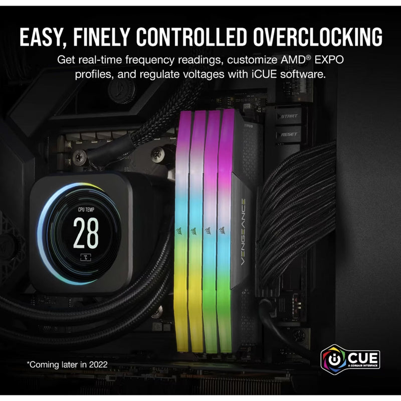 Afbeelding laden in galerijviewer, Corsair vengeance rgb 32 gb ddr5-6000 (2x 16 gb) werkgeheugen (zwart, cmh32gx5m2d6000z38, xmp, expo)