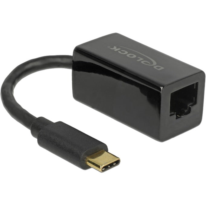 Load image into Gallery viewer, Delock superspeed usb-c (usb 3.1 gen 1) male > gigabit lan 10 100 1000 mbps compact adapter (zwart, 0,135 meter)