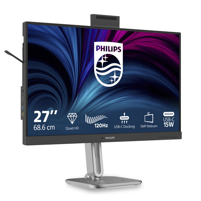 Afbeelding laden in galerijviewer, Philips 27b2u4601h 00 27 ledmonitor (zilver zwart, hdmi, displayport, usb-c, webcam, 120 hz)