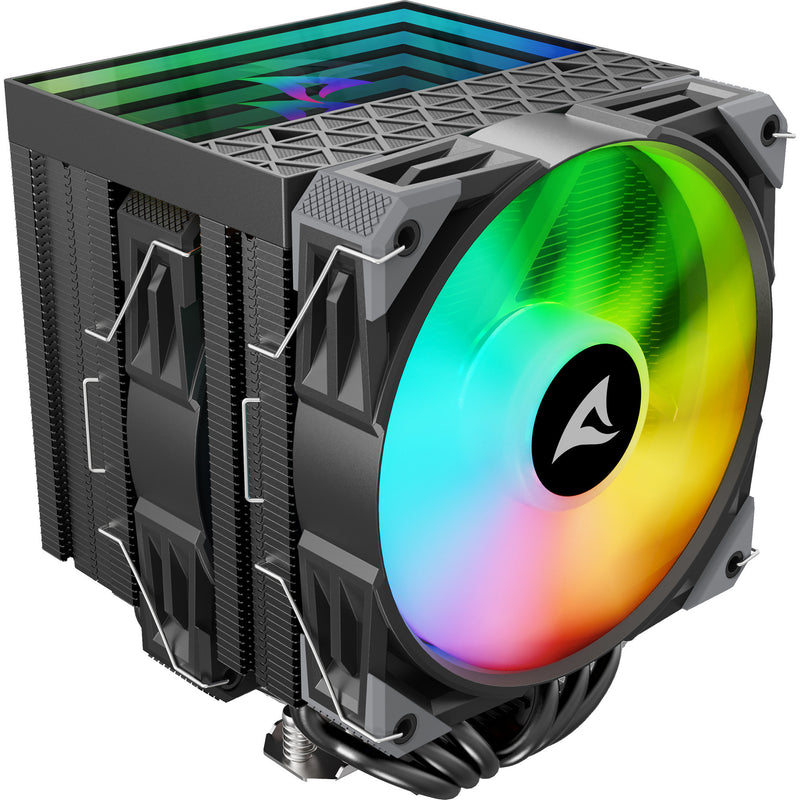 Load image into Gallery viewer, Sharkoon a60 rgb cpu-koeler (zwart, 4-pins pwm fan-connector)