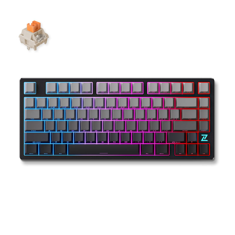 Laden Sie das Bild in Galerie -Viewer, Mchose z75s mountains gradient flame orange metal top cover wireless mechanical rgb toetsenbord (zwart, us lay-out (qwerty), ttc flame orange, 75%, rgb, hot swap, side engraved pbt, draadloos | bluetooth | usb-c)