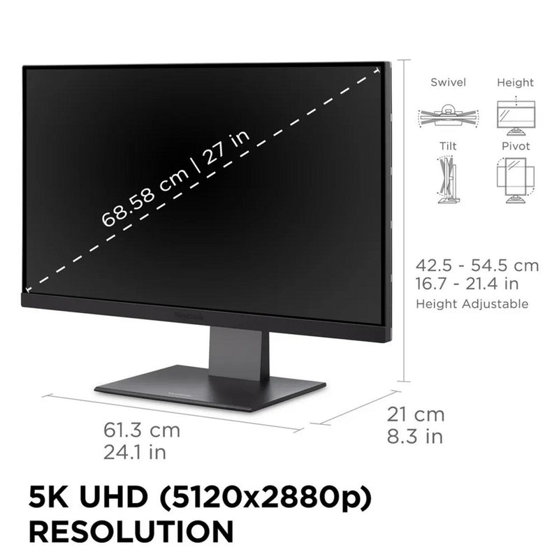 Laden Sie das Bild in Galerie -Viewer, Viewsonic vp2788-5k mac-compatible 27 4k uhd monitor (zwart, 2x thunderbolt 4, 1x hdmi, 1x displayport, usb-a, usb-c)