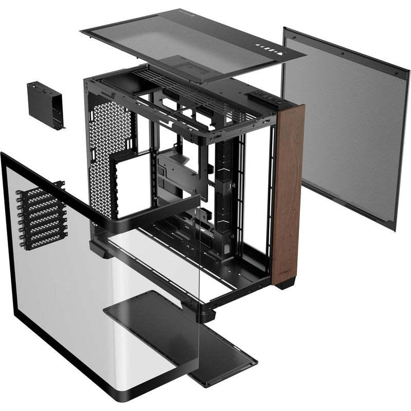 Afbeelding laden in galerijviewer, Antec c8 curve wood midi tower behuizing (zwart houtkleur | 2x usb-a | 1x usb-c | tempered glass)