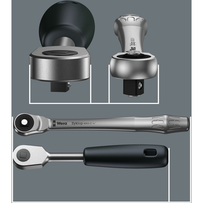 Load image into Gallery viewer, Wera 8100 sa 7 zyklop metal-ratelset doorsteekvierkant 1 4 gereedschapsset (28-delig)