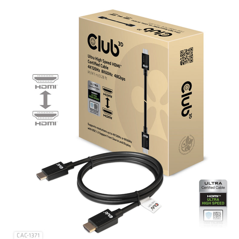 Chargez l'image dans la visionneuse de la galerie, Club 3d gecertificeerde ultra high speed hdmi 2.1 kabel (zwart, 1 meter, 8k)