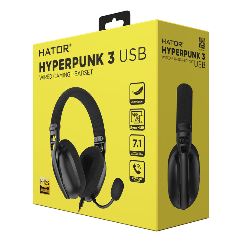 ギャラリービューアに画像をロードする, Hator hyperpunk 3 usb over-ear gaming headset (zwart, virtual 7.1 surround sound, usb-a usb-c bluetooth)