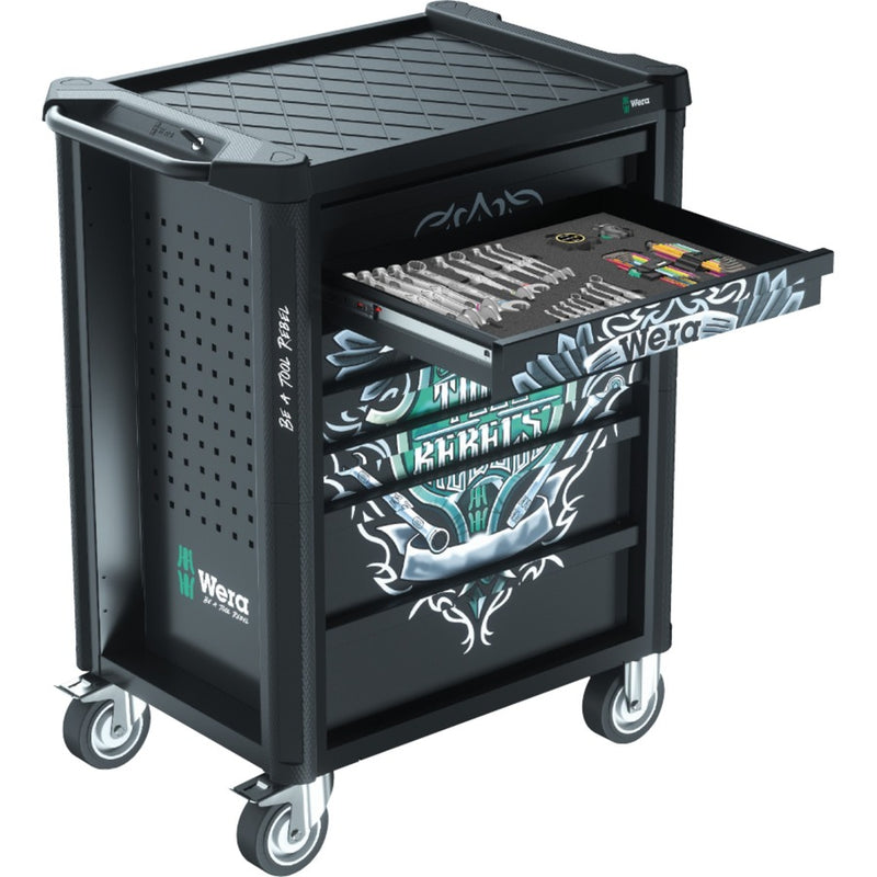 Load image into Gallery viewer, Wera 9700 tool rebel werkplaatswagen 1, 94-delig gereedschapswagen (zwart, incl. 4 schuimrubber inzetstukken met gereedschap)
