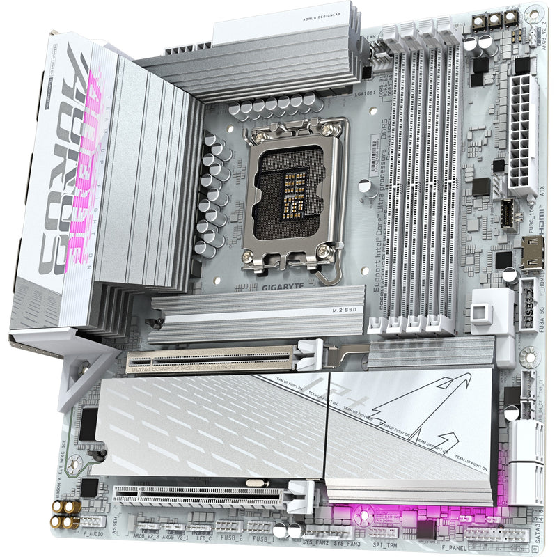 Load image into Gallery viewer, Gigabyte b860m aorus elite wifi6e ice socket 1851 moederbord (zilver wit, raid, 2.5gb-lan, wi-fi 7, bt, sound, µatx)
