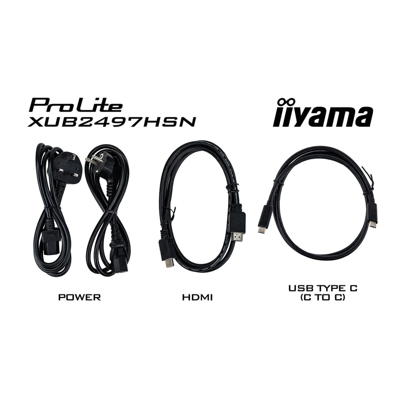 Load image into Gallery viewer, Iiyama prolite xub2497hsn-w2 23.8 monitor (wit, hdmi, displayport, 3x usb-a, usb-c, rj-45)