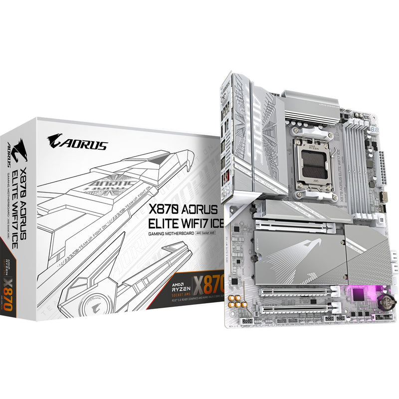 Afbeelding laden in galerijviewer, Gigabyte x870 aorus elite wifi7 ice socket am5 moederbord (zilver, raid, 2,5gb-lan, wi-fi 7, bt, sound, atx)