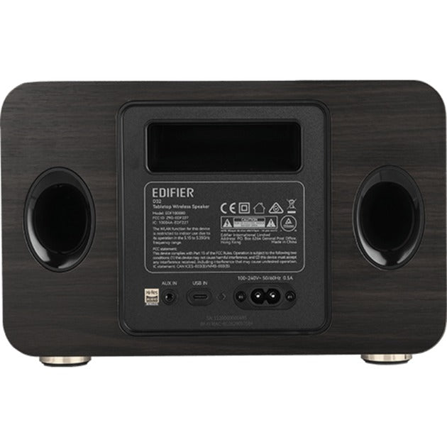 Laden Sie das Bild in Galerie -Viewer, Edifier d32 draadloze tafelluidspreker (donkerbruin zilver, bluetooth, wi-fi (apple airplay), usb-c, aux)