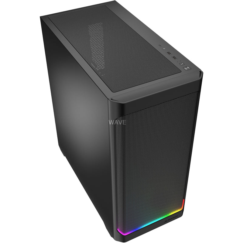 Load image into Gallery viewer, Sharkoon ak4 rgb strip midi tower behuizing (zwart | 2x usb-a | 1x usb-c | rgb)