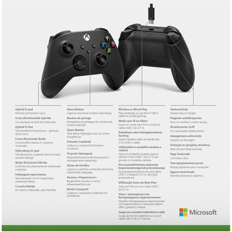 Load image into Gallery viewer, Microsoft xbox wireless controller + usb-c kabel (zwart, incl. usb-c-kabel | pc, xbox one, xbox series x, xbox series s)