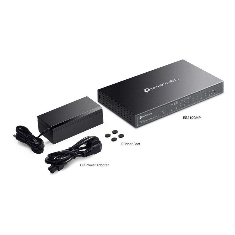 Afbeelding laden in galerijviewer, Tp-link omada es210gmp 10-poort gigabit easy managed switch (zwart, 8x poe+, 1x gigabit sfp)