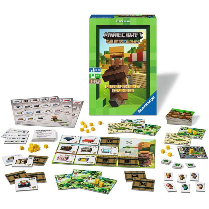 Load image into Gallery viewer, Ravensburger minecraft builders biomes farmers market expansion bordspel (meertalig, uitbreiding, 2 - 4 spelers, 60 minuten, vanaf 10 jaar)