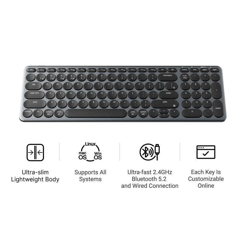 Load image into Gallery viewer, Keychron b4 pro-k1 toetsenbord (grijs, us lay-out (qwerty), scissor switches, 96%, abs keycaps, 2.4 ghz | bluetooth | usb)