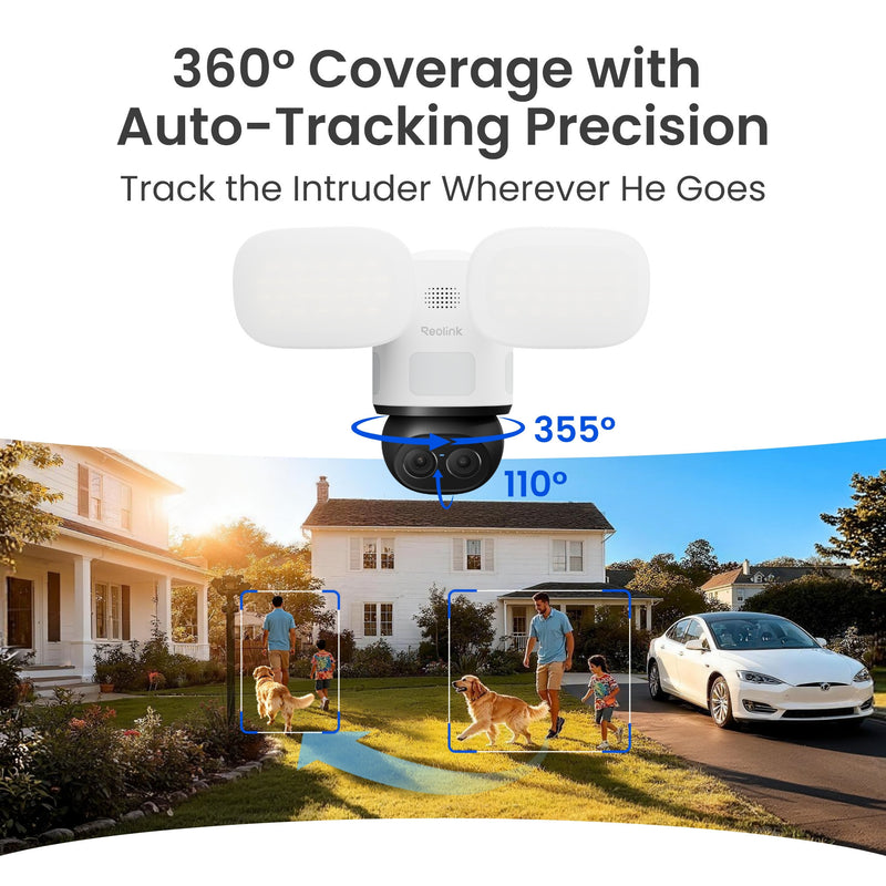 Afbeelding laden in galerijviewer, Reolink f850w trackflex floodlight wifi beveiligingscamera (wit, 4k, wifi)