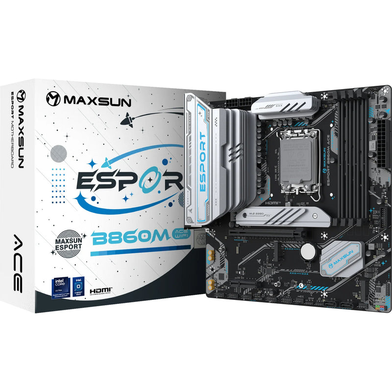 Laden Sie das Bild in Galerie -Viewer, Maxsun ms-esport b860m wifi ace socket 1851 moederbord (zwart, raid, 2.5 gb-lan, wlan, bt, sound, µatx)