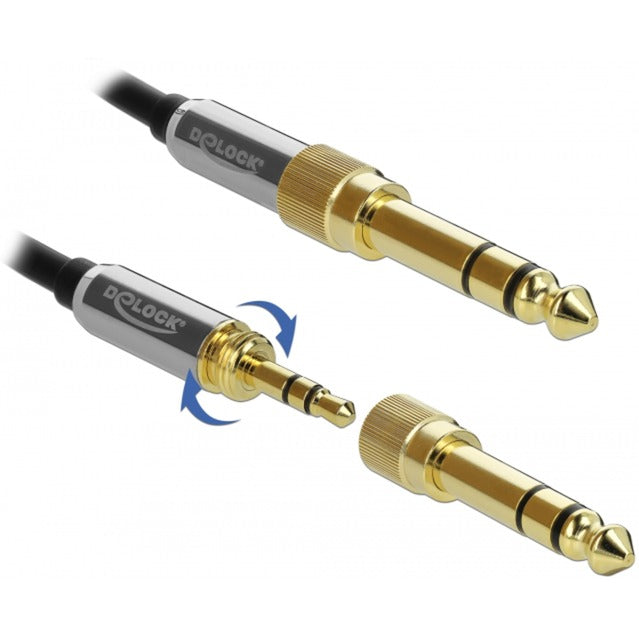 Load image into Gallery viewer, Delock stereo jack 3,5 mm 3-pin male > female verlengkabel (zwart, 1 meter)