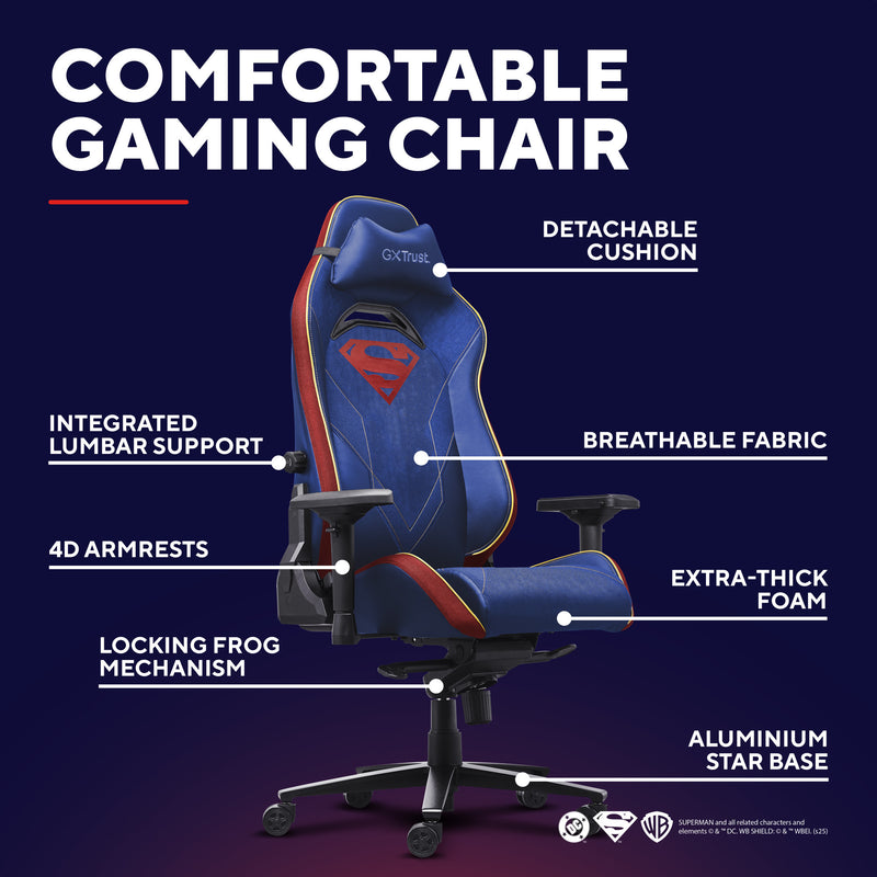 Load image into Gallery viewer, Trust gxt 721sm ruya pro superman gaming stoel (blauw rood)